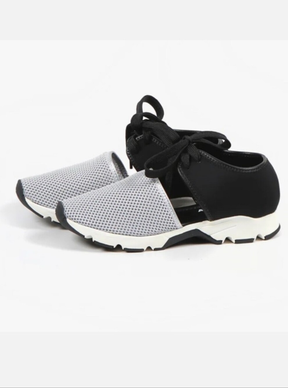 Women's Dual-Tone Silver & Black Mesh Lace Sneakers by All Black
